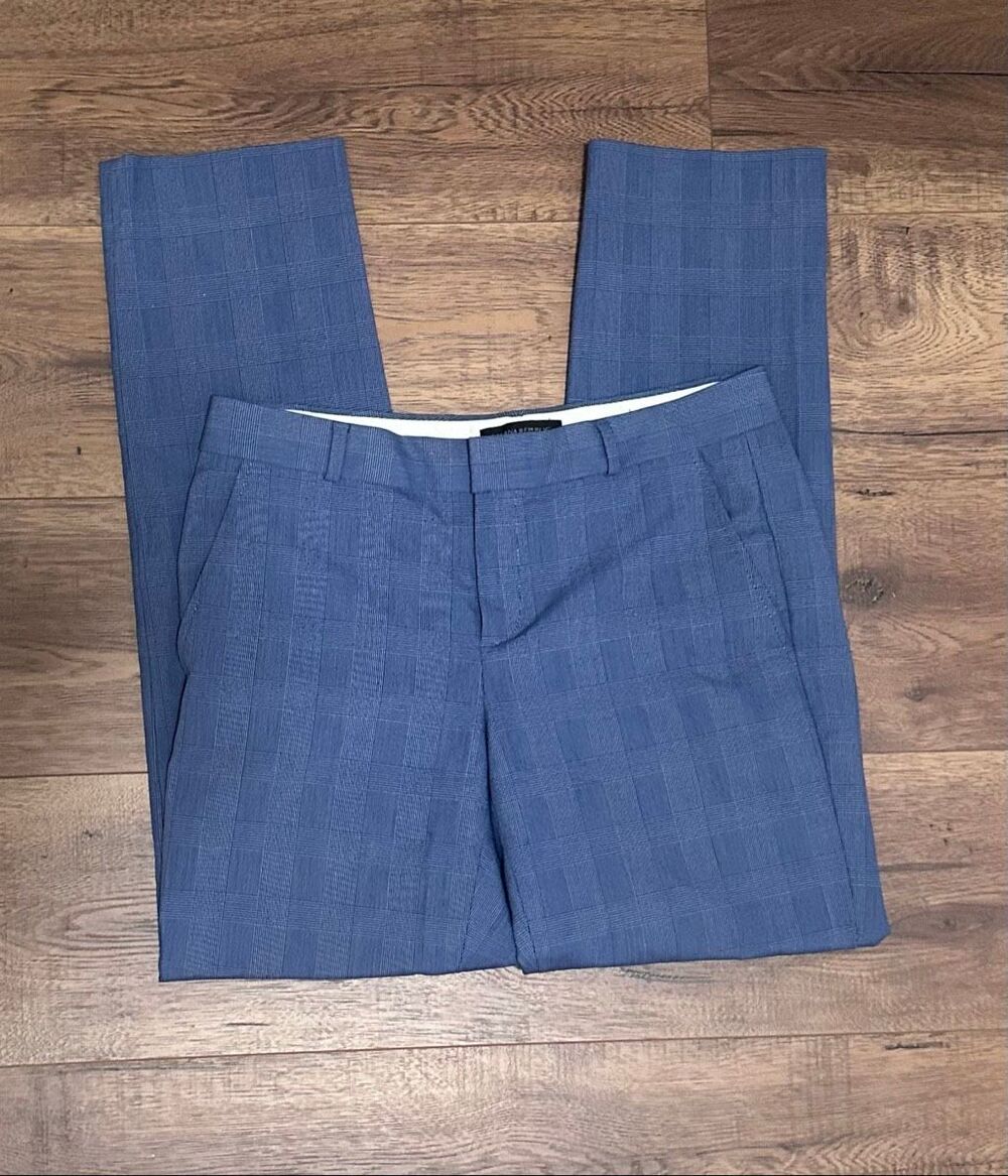 Banana Republic Blue Plaid The Ryan Fit Dress Pants Trousers Size 4